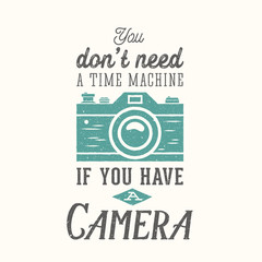 Vintage Camera Photography Vector Quote, Label, Card or a Logo