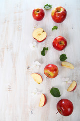 Apples on a  wooden table