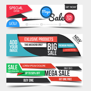 Collection of Sale Discount Styled Banners