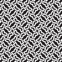 Chain mail of intersecting geometric shapes. Celtic seamless pattern with swatch for filling. Fashion background for web or printing design.