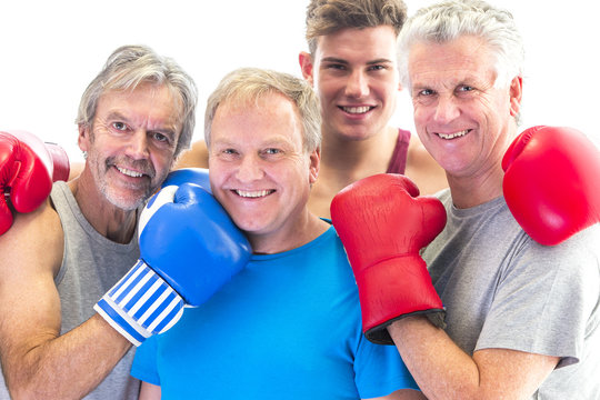 Senior boxing club with their trainer