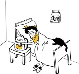 girl back to school tomorrow comic vector illustration