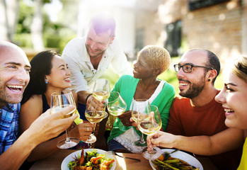 Diverse People Friends Hanging Out Drinking Concept