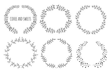 Hand drawn vintage floral elements. 