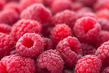Ripe red raspberries. Very shallow depth of field. Large file size.