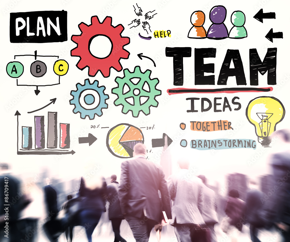 Poster teamwork team collaboration connection togetherness unity concep
