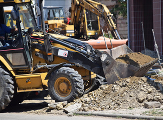 Excavators at the construction site