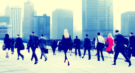 Commuter Business People Cityscape Corporate Travel Concept