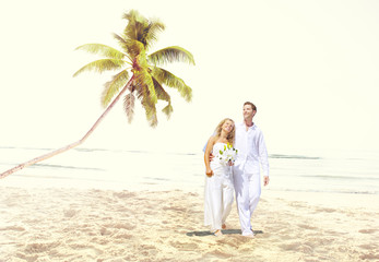 Couple Romance Beach Love Marriage Concept