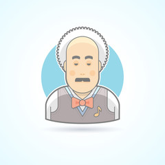 Musical teacher, musician icon. Avatar and person illustration