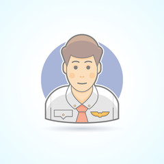 Steward, pilot, servant icon. Avatar and person illustration