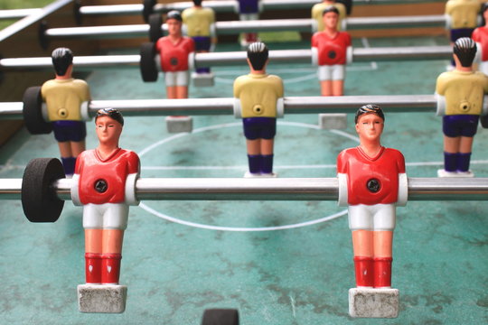 vintage table football closeup, foosball
