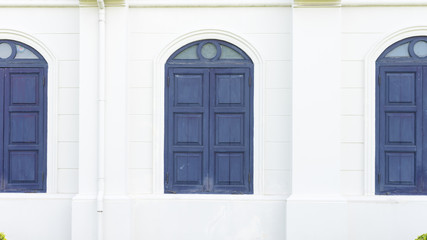 blue wood window classic style