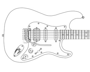 Electric Guitar Outlines - obrazy, fototapety, plakaty