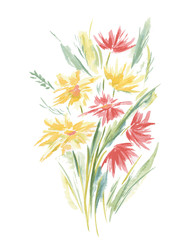 Vector Floral of Painted Colorful Flowers Watercolor