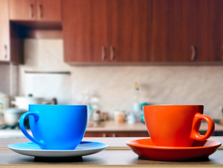 Two cups on the kitchen table
