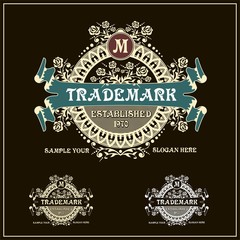 Beautiful  calligraphic monogram emblem template.