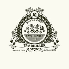 Beautiful  calligraphic monogram emblem template.