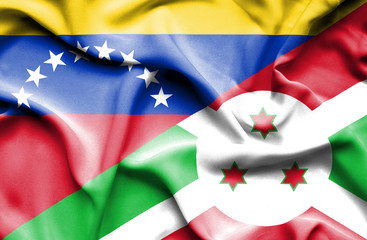 Waving flag of Burundi and Venezuela