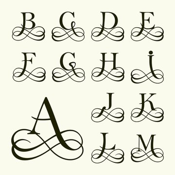  Set Capital Letter for Monograms and Logos. Beautiful  Font. 