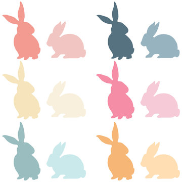 Colorful Easter Bunny Silhouette