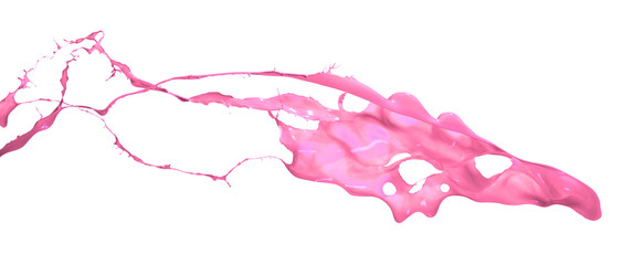 Pink paint splashing isolated on white background