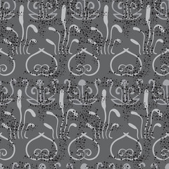 Vector black and white seamless pattern. Monochrome ornament stylish background. Vector repeating texture. Modern graphic design