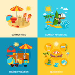 Summer Vacation And Adventure Icons Set