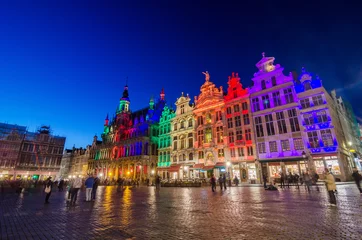 Foto auf Acrylglas Brüssel Grand Place with colorful lighting at Dusk in Brussels