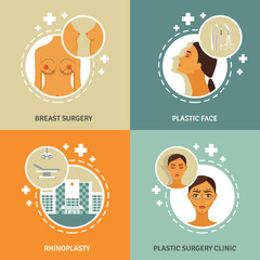 Plastic surgery concept 4 flat icons
