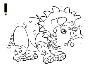 Cartoon triceratops - coloring page