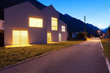 modern houses by night