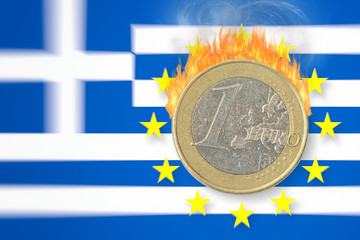 Griechenland - Geld brennt - obrazy, fototapety, plakaty