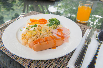 sausage and fried rice