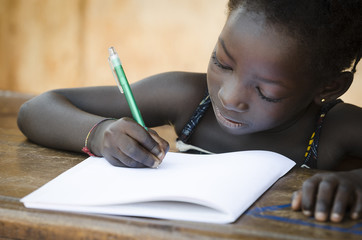 Schooling Symbol - African Young Girl Writing Notes