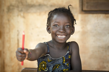 Back To School Symbol - African Girl Toothy Huge Smile