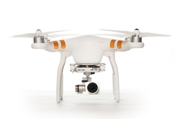 Drone quadrocopter with high resolution digital camera. New tool for aerial photo and video. 