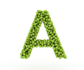The letter A tennis balls on a white background.