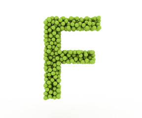 The letter F tennis balls on a white background.