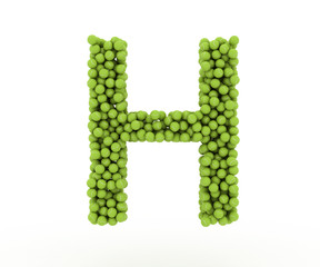 The letter H tennis balls on a white background.