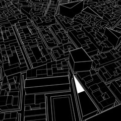 Cartoon town bird eye view urban