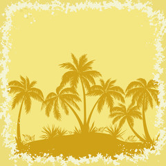 Fototapeta na wymiar Tropical Palms and Grass Silhouettes