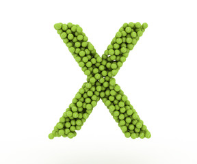 The letter X tennis balls on a white background.