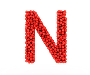 The letter N tennis balls on a white background.