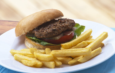 Hamburger with french fries