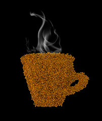  cup made of coffee on a black background