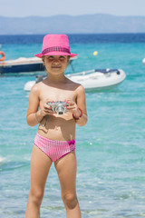 Lovely girl on tropical beach