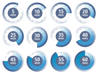 Vector blue set of timers