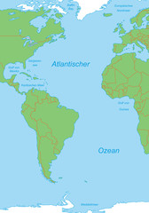 Fototapeta na wymiar Atlantischer Ozean als Karte