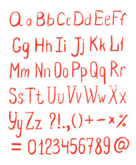 Vector Alphabet. Hand Drawn Red Letters